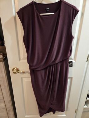 NWT Sleeveless Draped Midi Dress - Deep Plum